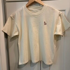 American Eagle Outfitters Women’s Off White Embroidered T-Shirt, Piñata Design